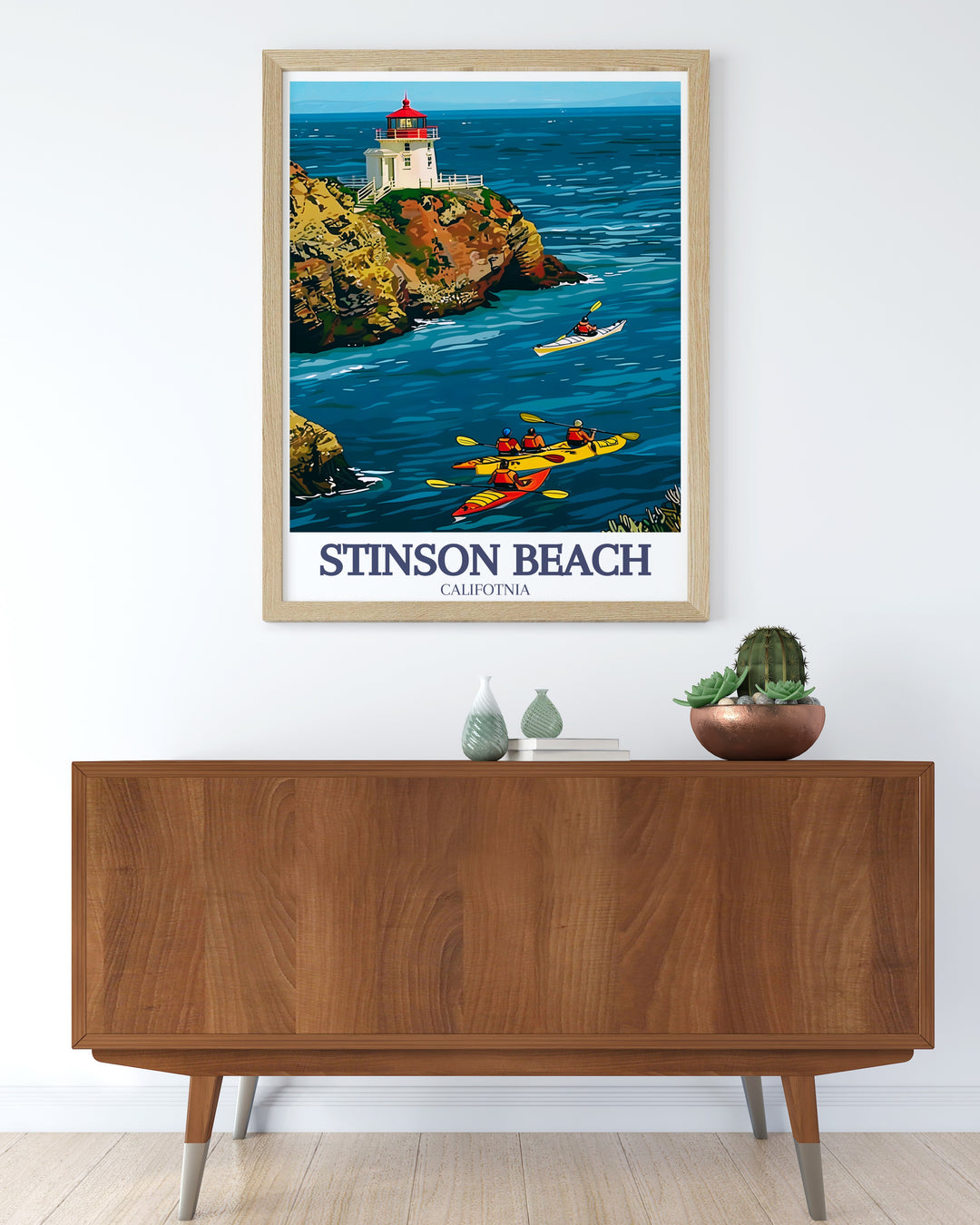 A beautiful travel poster featuring Point Reyes National Seashore, this illustration captures the pristine landscapes and dramatic cliffs of Northern California. The rich colors and fine details make this artwork ideal for anyone looking to bring the beauty of the Pacific Ocean into their home.