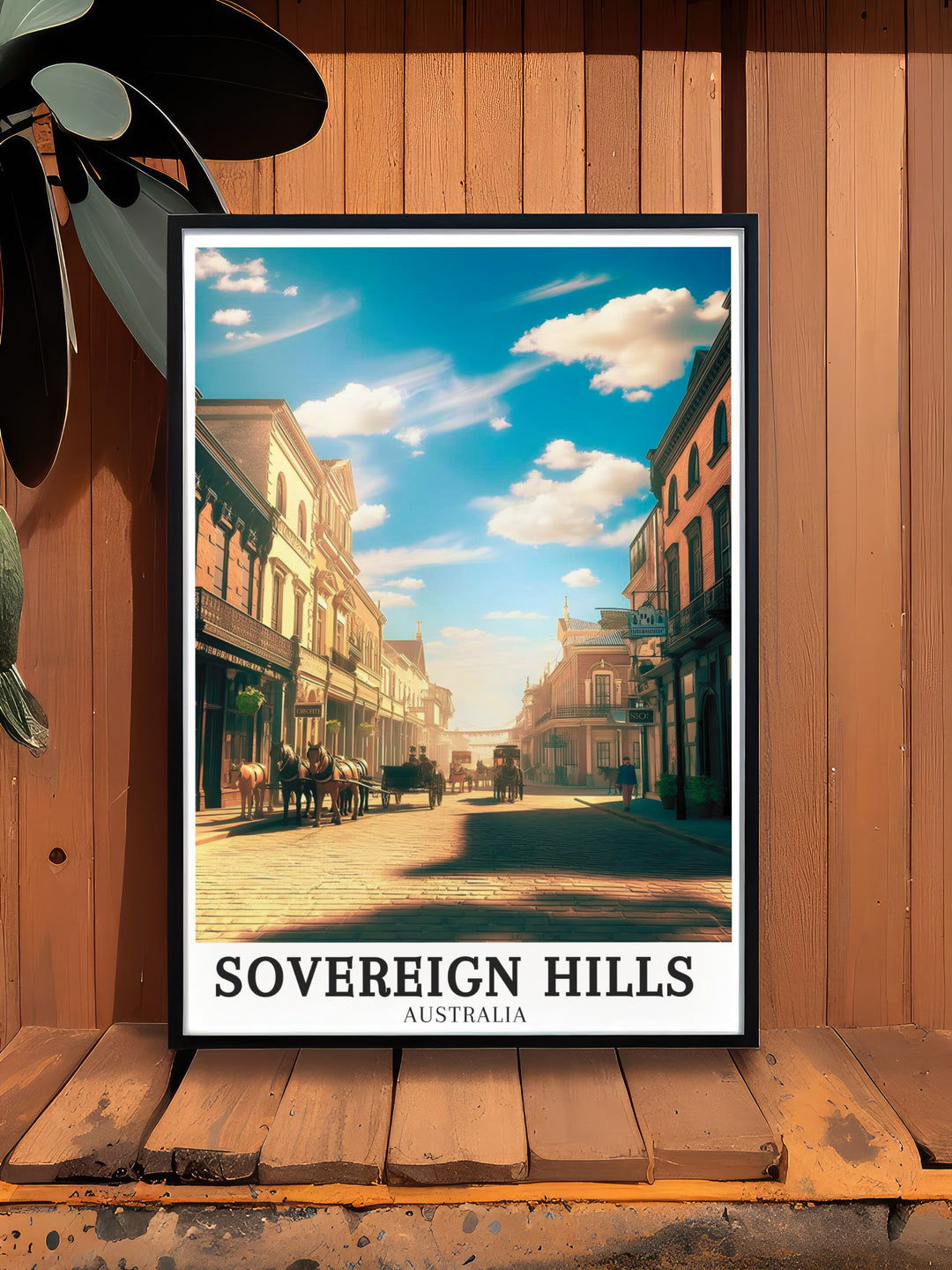 Stunning Ballarat framed art that captures the architectural beauty and historical significance of Sovereign Hills Main Street, a timeless addition to any New Zealand art collection