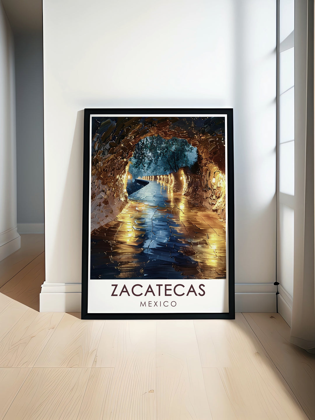 An art print celebrating the captivating Mina El Edén, capturing the essence of this historic site in Zacatecas. This piece highlights the mines unique features, making it a thoughtful gift for anyone who appreciates travel and adventure.