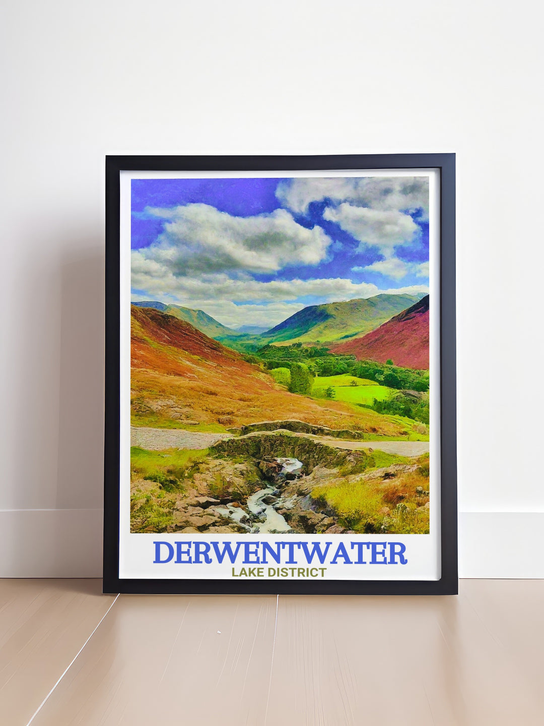 This Lake District Framed Art showcases the picturesque beauty of Derwentwater and Ashness Bridge. Ideal for those who love travel and nature, this print adds a calming, scenic touch to any space.