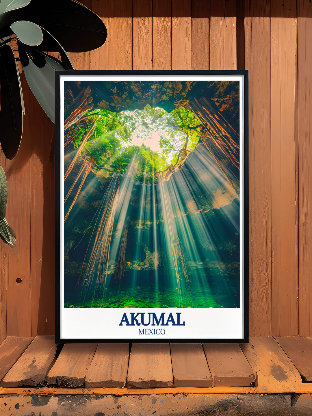 Akumal Colorful Art showcasing Cenote Laguna Yal Ku perfect for Christmas gifts and adding vibrancy to your home