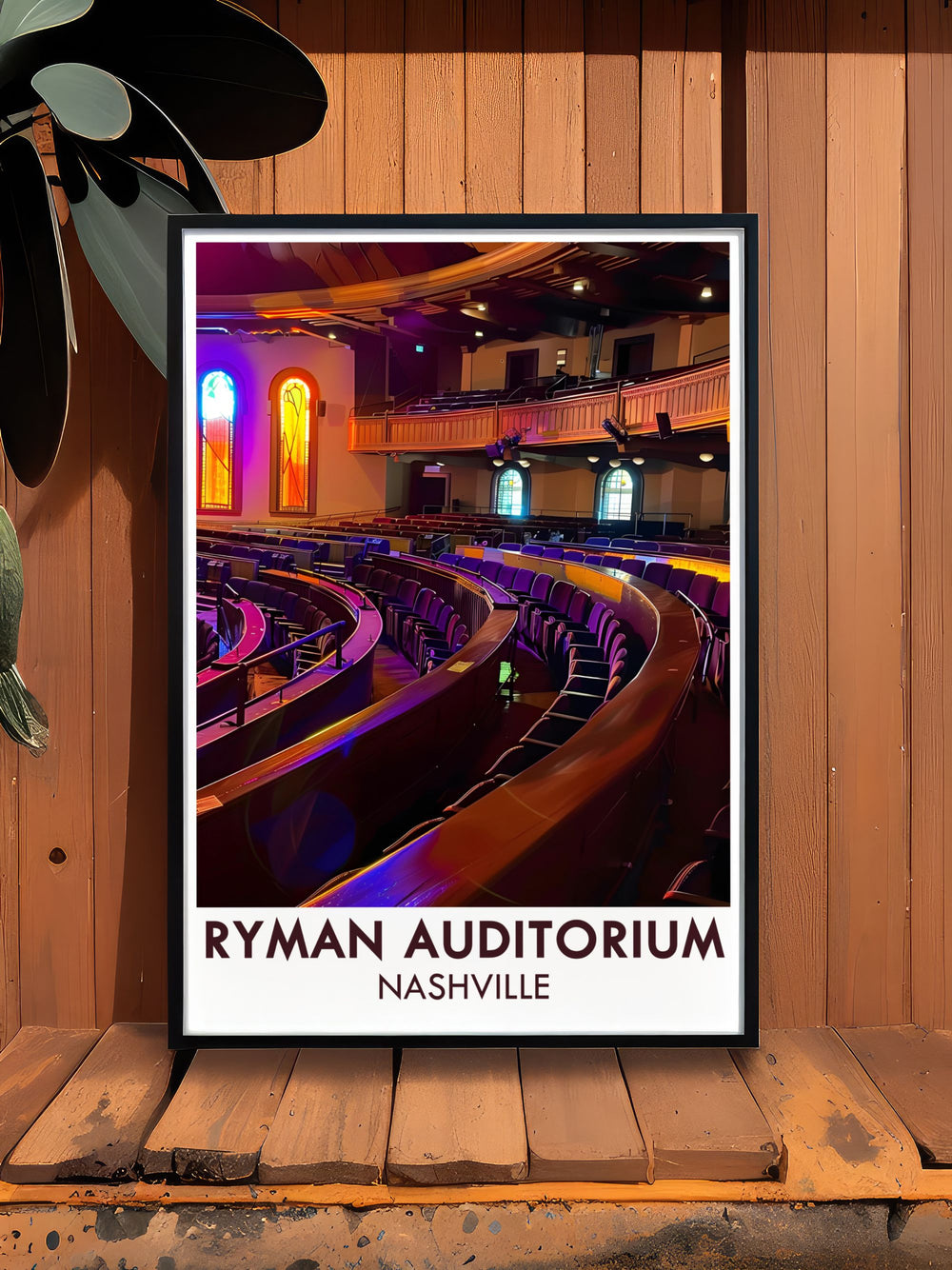 Elegant Stage and Auditorium print showcasing Ryman Auditorium beautiful country music gift modern art Nashville Tennessee home decor