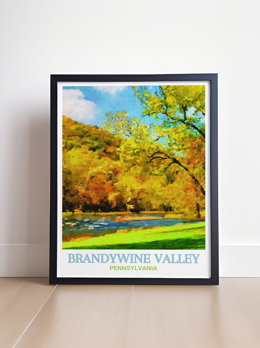 Highlighting the scenic beauty of Brandywine Valley and the diverse landscapes of Brandywine Creek State Park, this travel poster offers a visual journey through Pennsylvanias most cherished natural areas, ideal for any wall art collection.