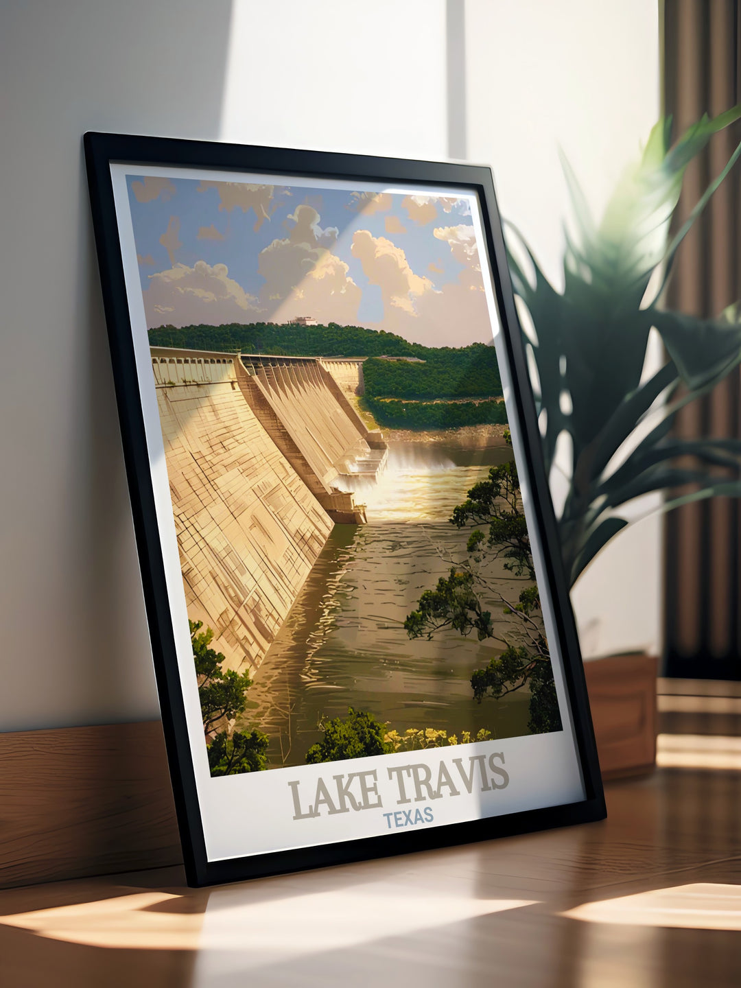 This Lake Travis poster print showcases one of Texas most beloved lakes. Featuring vibrant colors and detailed illustrations, this artwork adds a touch of natural beauty to any space. Perfect for home décor or as a gift for travel and art enthusiasts.