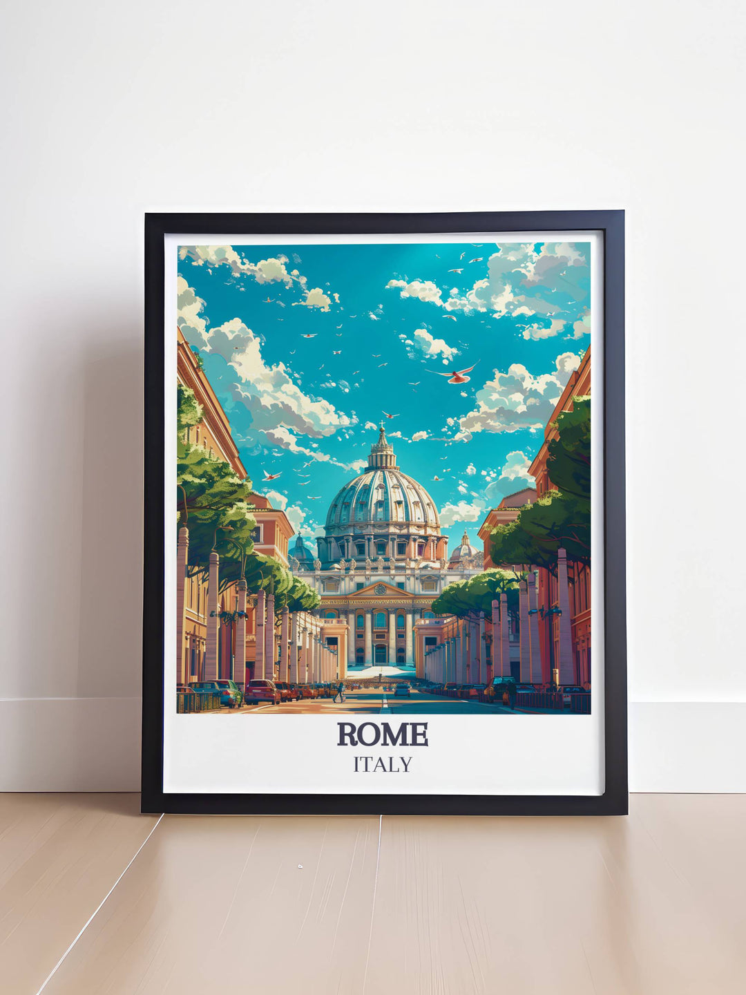 Detailed Vatican City Framed Print showcasing the historic beauty of Rome Italy. This stunning art piece enhances any room and is perfect as a thoughtful gift for art and travel enthusiasts.