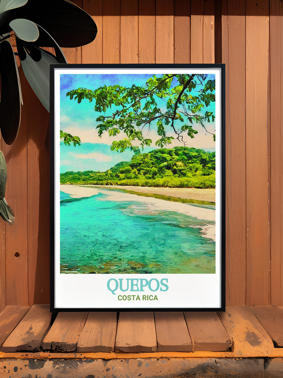 Quepos, Costa Rica, and its stunning Playa Espadilla are celebrated in this detailed print. The artwork showcases the natural beauty of the area, from the golden sands to the vibrant greenery. Perfect for anyone who loves the ocean, this print brings the essence of Costa Ricas coast into your home.