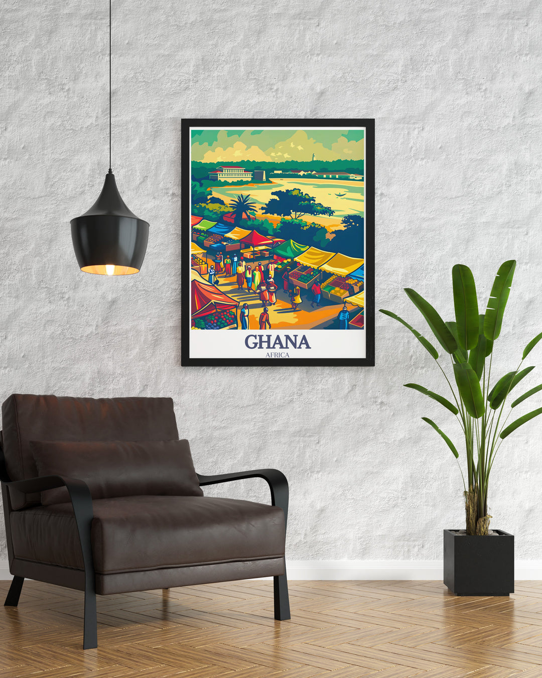 Celebrate the dynamic city of Accra with this travel poster print. Featuring Makola Market and the city skyline, this artwork captures the essence of urban life in Ghana and is perfect for gifting or personal home décor.