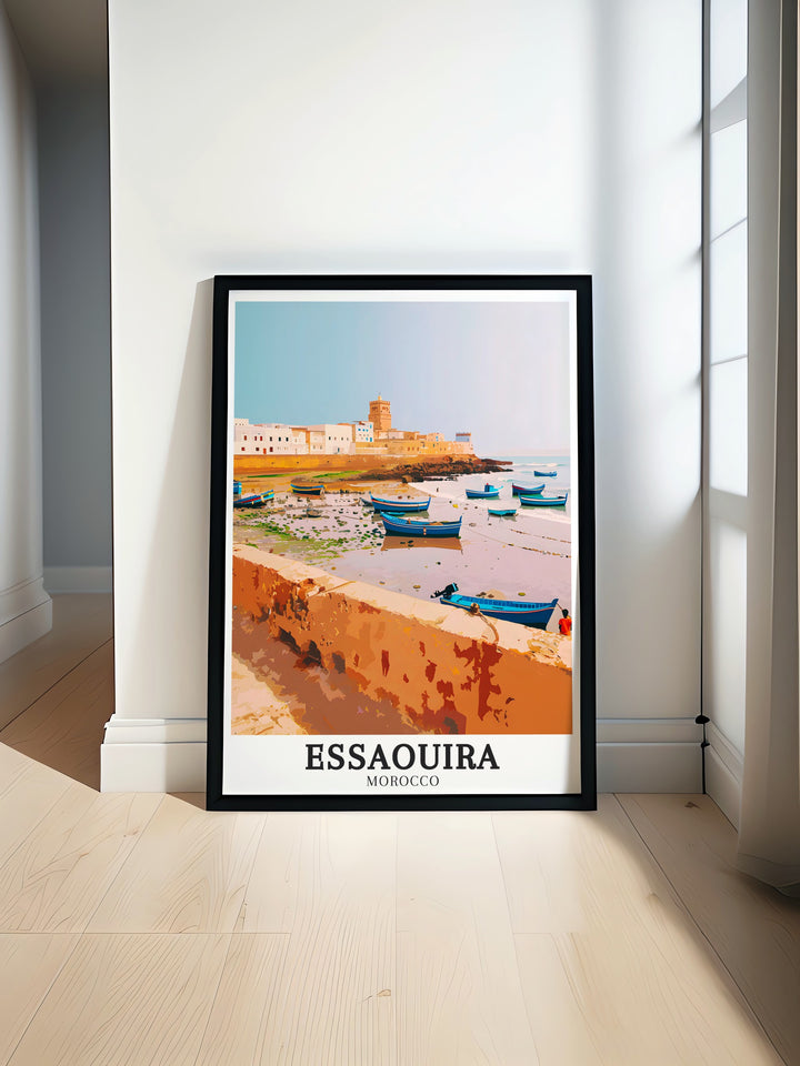 This Skala Fortress wall art captures the strength and beauty of one of Essaouiras most famous landmarks. Perfect for lovers of history and architecture, this piece adds depth and character to any room, bringing Moroccan heritage and coastal beauty into your home.