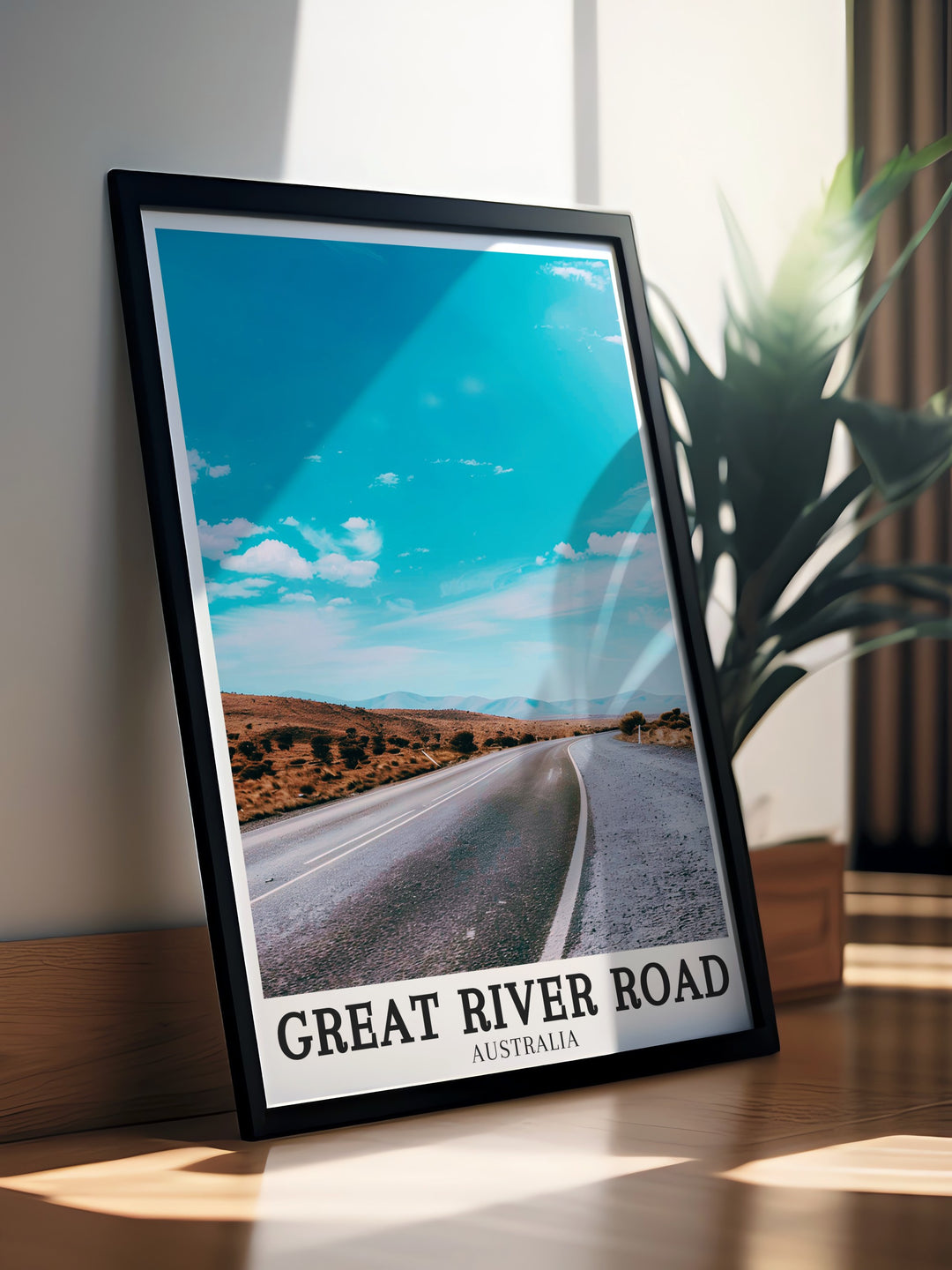 The Outback travel poster capturing the essence of Australias vast desert landscapes. A beautiful addition to any space, this artwork is perfect for creating a focal point in your home, adding a touch of Australian culture and scenery to your décor.