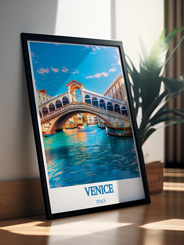 Add a touch of California to your home with this Venice Beach Poster featuring vibrant colors and paired with stunning Rialto Bridge artwork perfect for creating a stylish and welcoming atmosphere.