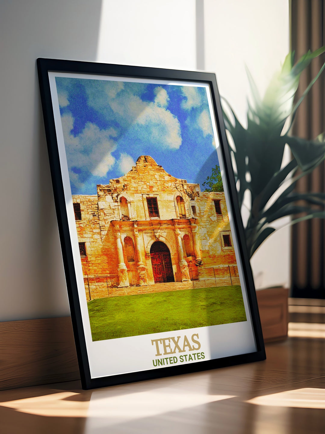 Stunning Guadalupe Mountains National Park Poster showcasing the rugged landscapes of El Capitan Texas. Perfect wall art for nature enthusiasts. Features elements from The Alamo.