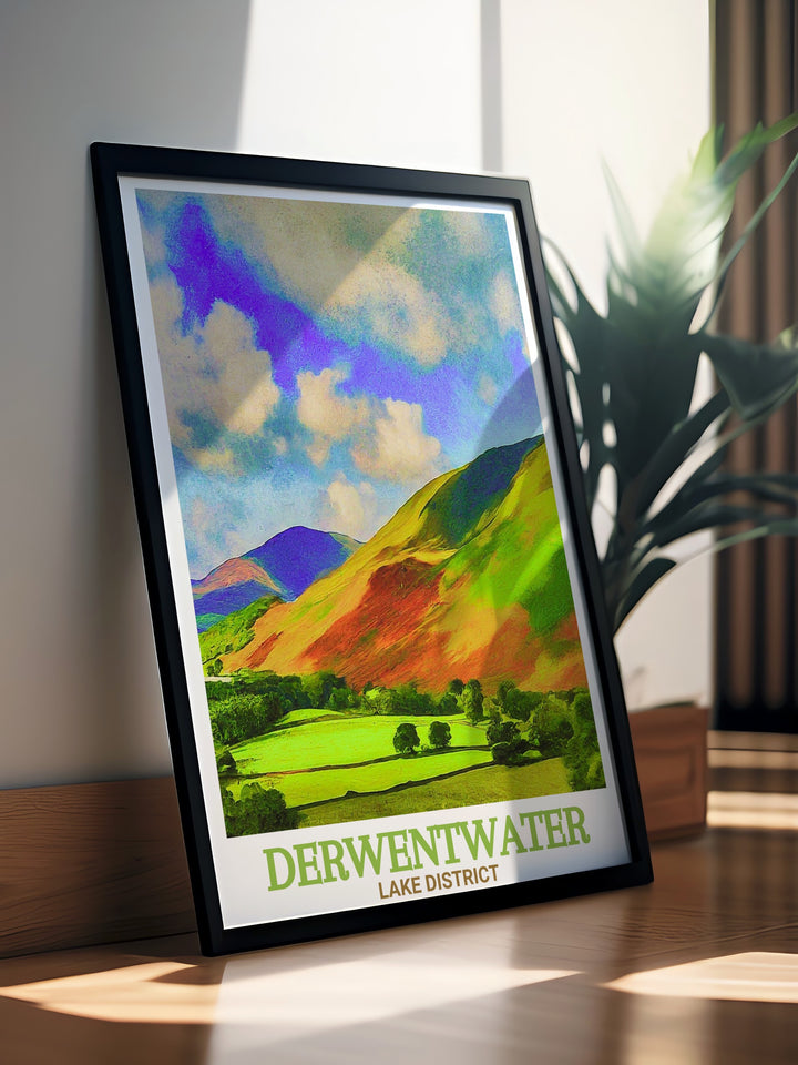 This Derwentwater Poster Print showcases the peaceful beauty of Derwentwater with the stunning Catbells in the background. Perfect for home decor, this print brings the charm of the Lake District into any space.