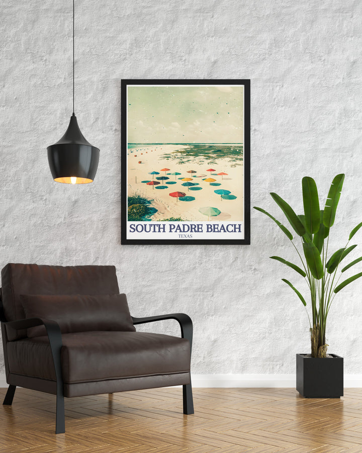 Experience the tranquil beauty of South Padre Beach and Isla Blanca with this stunning canvas print. Featuring vibrant colors and detailed illustrations, this wall art is an excellent addition to any coastal themed room or a thoughtful gift for those who love the beach.