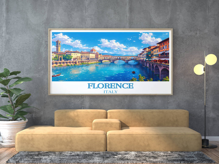 Impression de Florence Italie mettant en vedette le Ponte Vecchio - une impression incontournable en Europe 