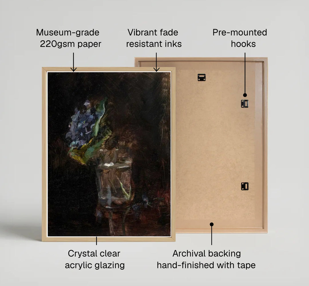 Historic oil painting reproduction Bouquet Of Violets In A Vase (1882), Henri de Toulouse-Lautrec highlighting rich textures from Paris, France. MapYourDreams features high-quality framed wall decor, unframed poster prints, and stretched canvas formats ideal for classic and vintage styling.