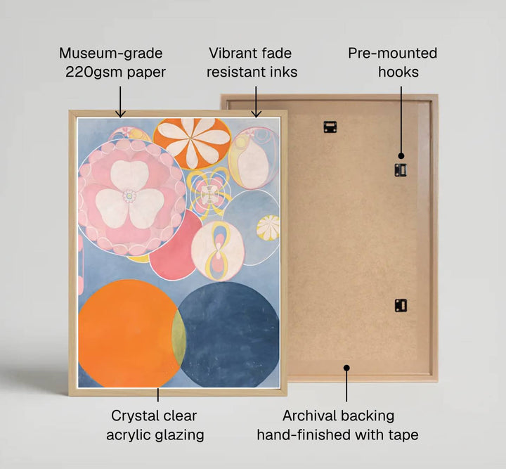 Showcasing a unique dialogue between esoteric planning and abstract color theory from Scandinavian collections, this captivating The Ten Largest No 3 Youth 1907 poster by Hilma af Klint transforms walls. Offered by MapYourDreams, this artwork is available in flexible options including unframed paper, custom wooden frames, and gallery canvas wraps.