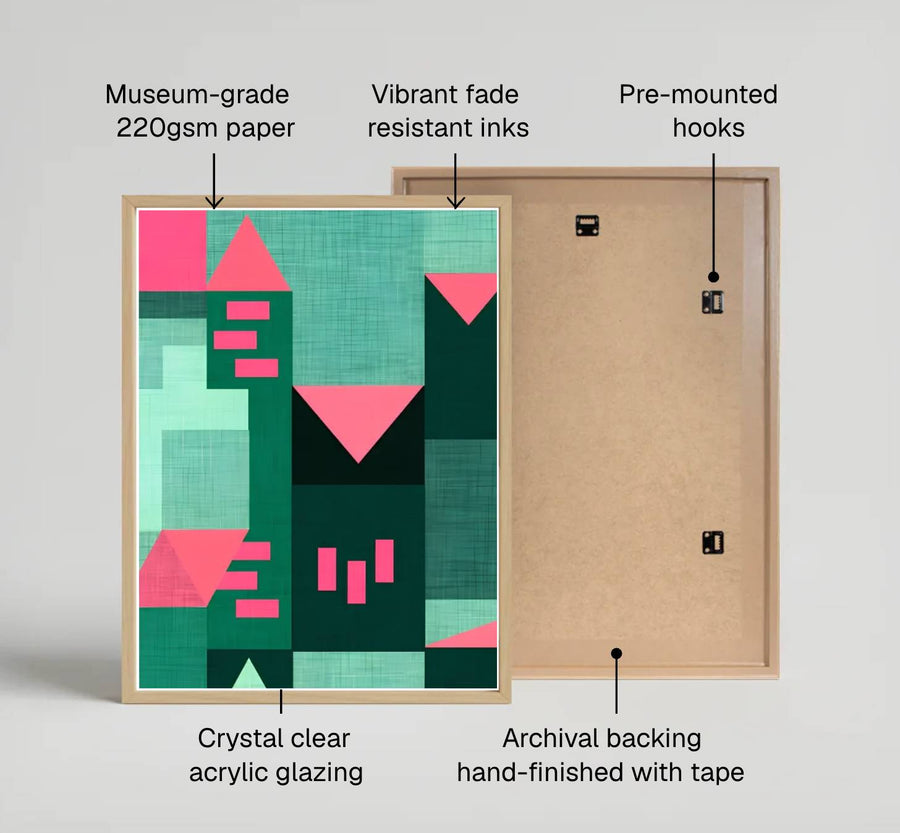 Showcasing a unique dialogue between architectural planning and abstract color theory, this captivating Paul Klee Emerald Architecture Art Print poster transforms ordinary walls into a refined, gallery-inspired showcase. Offered by MapYourDreams, this artwork is available in flexible options including unframed paper, custom wooden frames, and gallery canvas wraps.