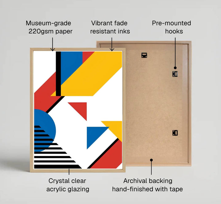 Showcasing the visionary structural technique of Piet Mondrian, this historic diagonal geometric poster immortalizes abstraction theory with profound grace and absolute graphic restraint. MapYourDreams offers this gallery-worthy Piet Mondrian abstract print in diverse presentation styles, encompassing traditional paper posters, custom frames in various wood and metallic tones, and premium stretched canvas wraps.