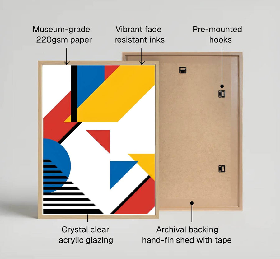 Showcasing the visionary structural technique of Piet Mondrian, this historic diagonal geometric poster immortalizes abstraction theory with profound grace and absolute graphic restraint. MapYourDreams offers this gallery-worthy Piet Mondrian abstract print in diverse presentation styles, encompassing traditional paper posters, custom frames in various wood and metallic tones, and premium stretched canvas wraps.