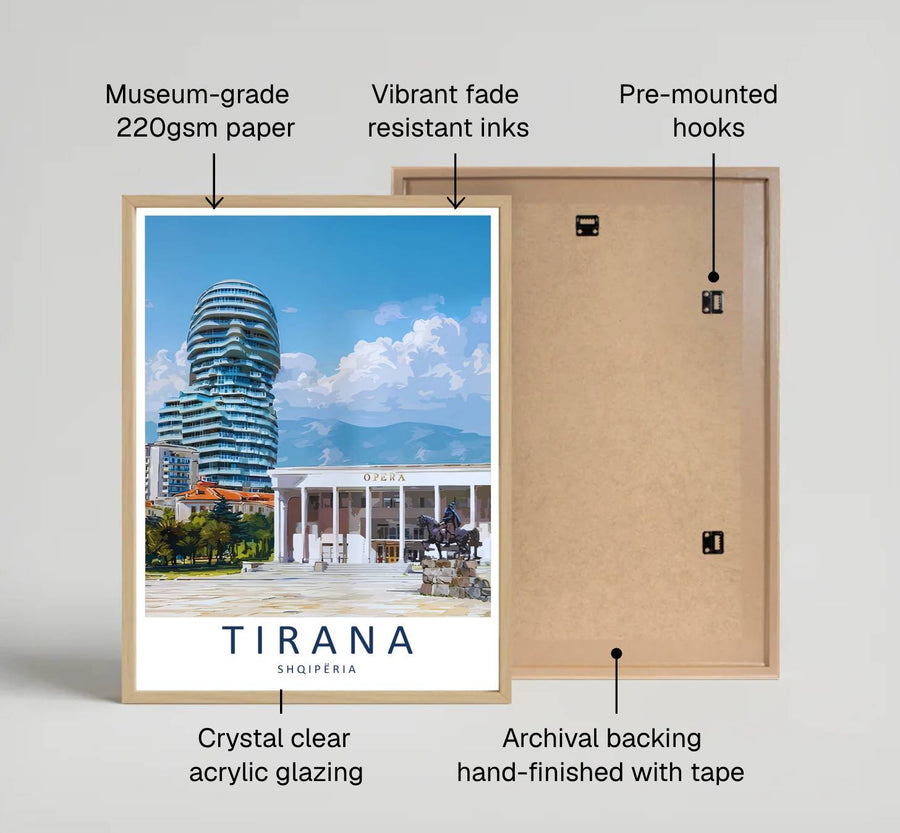 Looking across the vast public square toward towering modern skyscrapers, this contemporary print brings peaceful capital vacation energy indoors. Provided by MapYourDreams in flexible choices such as unframed paper prints, wood-framed styles, and wrapped canvas options.