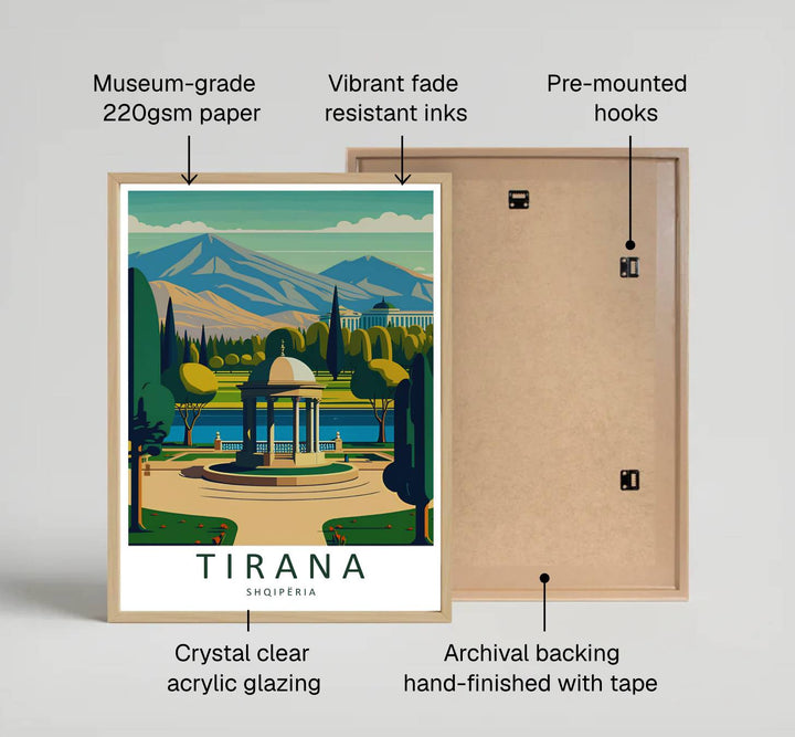 Looking across the lush park pathways toward the tranquil lake waters, this retro print brings peaceful capital vacation energy indoors. Provided by MapYourDreams in flexible choices such as unframed paper prints, wood-framed styles, and wrapped canvas options.