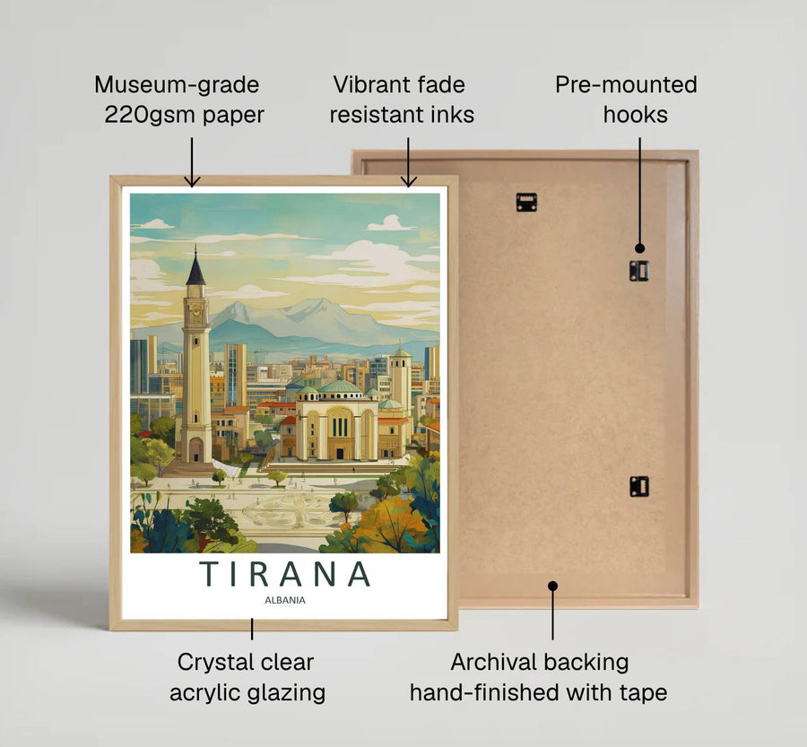 Looking across the colorful urban tapestry toward the majestic Orthodox Cathedral, this retro print brings peaceful capital travel energy indoors. Provided by MapYourDreams in flexible choices such as unframed paper prints, wood-framed styles, and wrapped canvas options.
