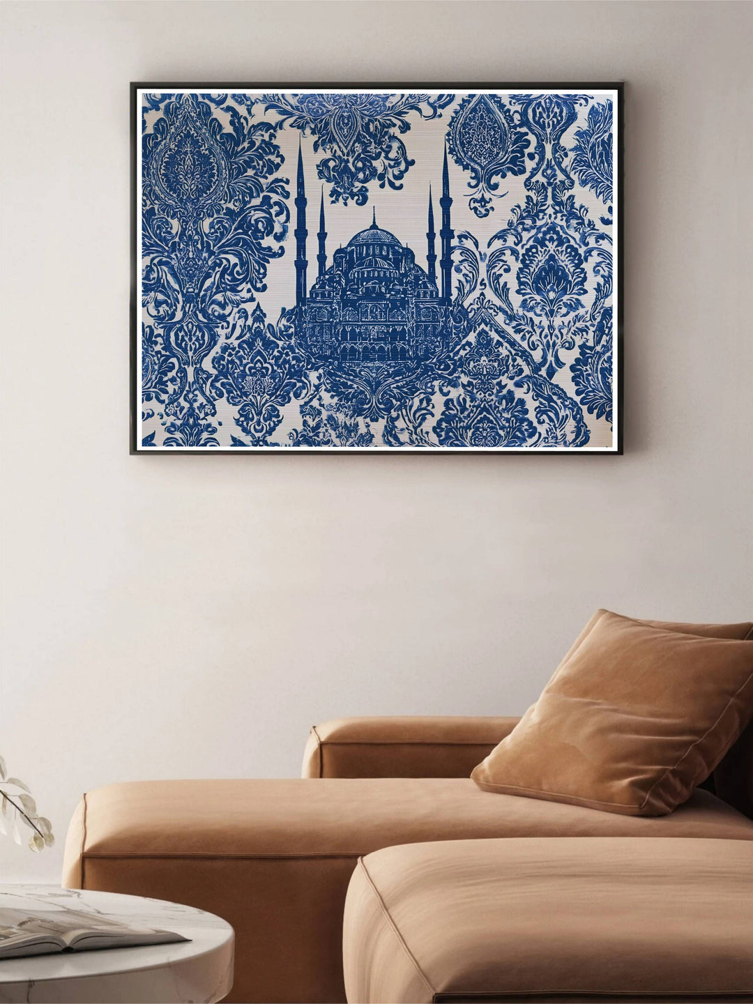 Cobalt blue and linen cream travel art print of Istanbul&