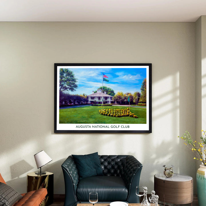 Rich painterly brushstrokes highlight the vibrant green grass and deep shadows of blooming trees in this Augusta wall art canvas layout. Offered by MapYourDreams, this artwork is available in flexible options including unframed paper, custom wooden frames, and gallery canvas wraps for tailored home wall decor setups.