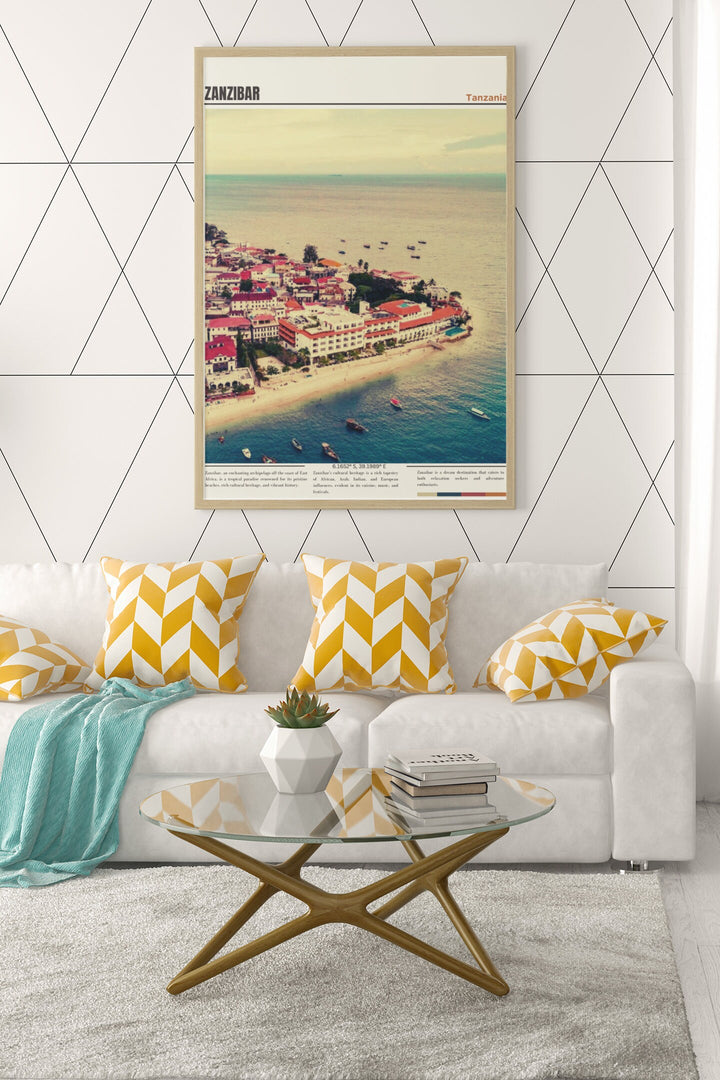 Discover the beauty of Zanzibar with this captivating Travel Poster. Zanzibar Print, Art, and Poster – Ideal for adding a touch of Tanzania to your space!