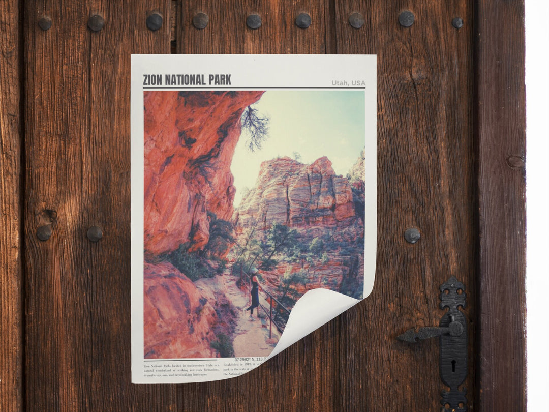 Vibrant Zion National Park Poster featuring stunning scenery, a perfect addition to your travel-inspired decor. Zion Print, Art, and Wall Art