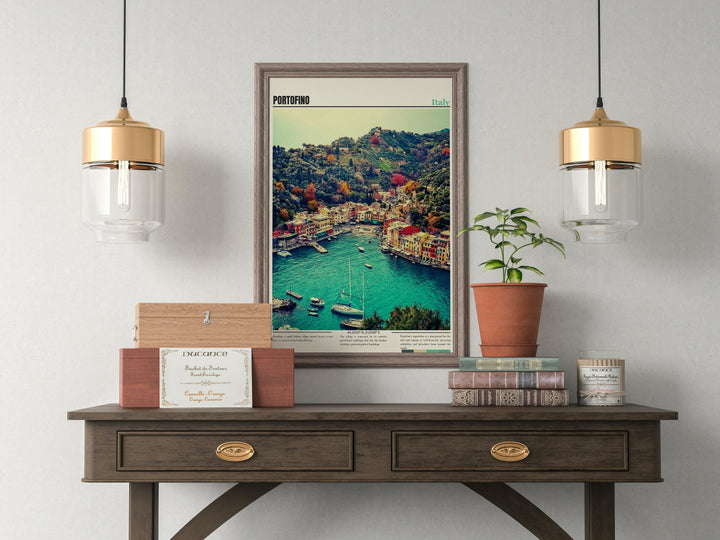 Enhance your decor with a charming Portofino Italy travel print. Ideal for Portofino wall decor, this poster captures the beauty of Italys coastal gem, making it an ideal addition to your Portofino-themed space
