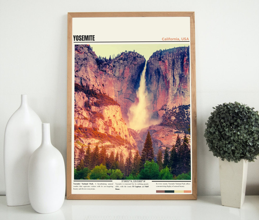 Admire the beauty of Yosemite with this Yosemite National Park Poster, a tribute to its breathtaking landscapes