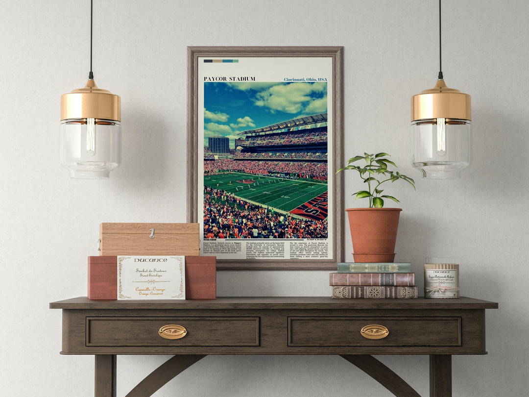 Bengals Print: Tyler Boyd, Joe Mixon, Joe Burrow in a Retro NFL Poster. Vintage Bengals Art captures Cincinnati, Ohio&#39;s spirit