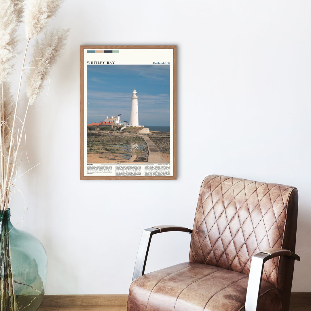 Whitley Bay travel poster with South Shields and Jesmond views. A delightful housewarming gift