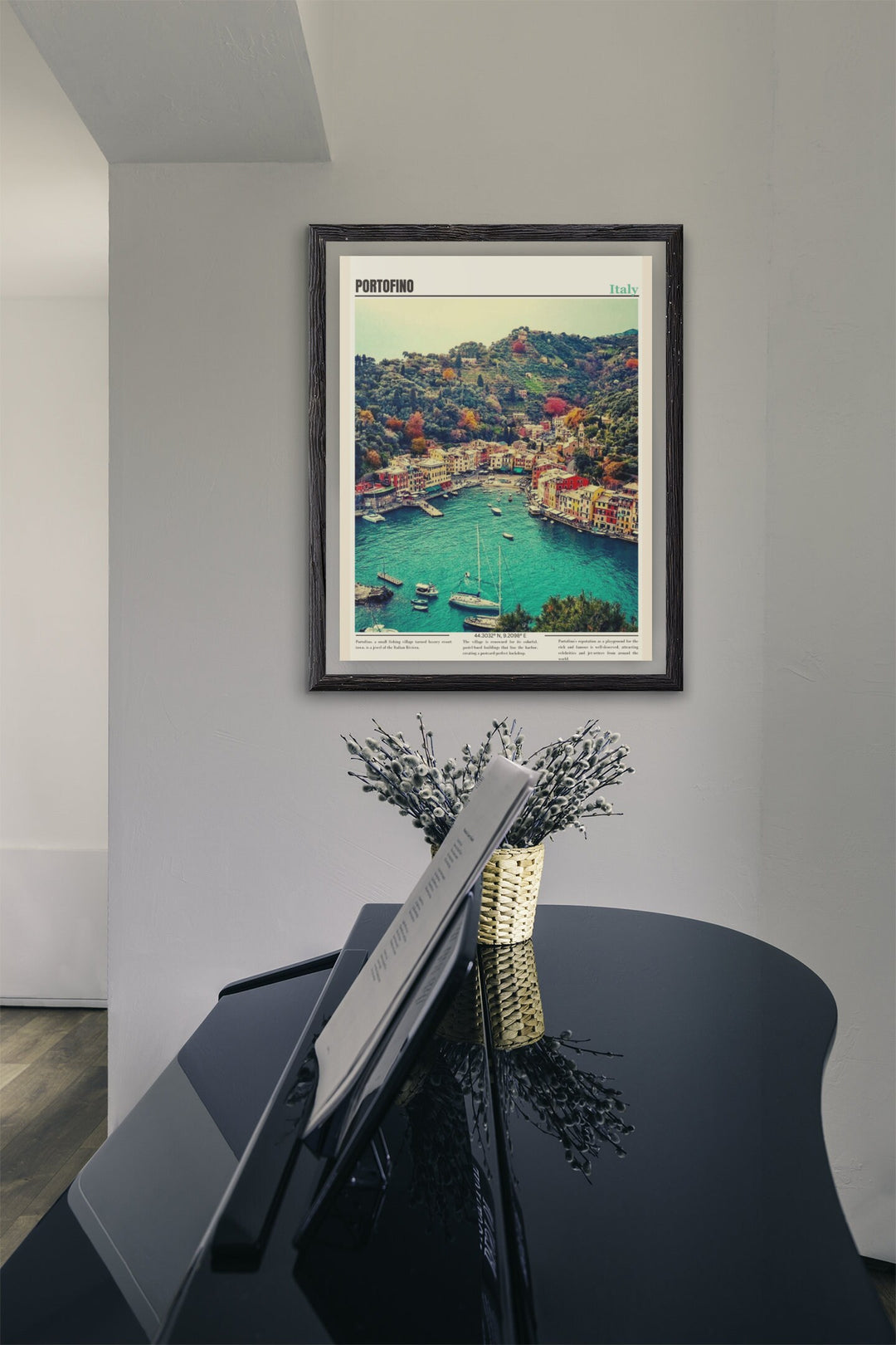 Enhance your decor with a charming Portofino Italy travel print. Ideal for Portofino wall decor, this poster captures the beauty of Italy&#39;s coastal gem, making it an ideal addition to your Portofino-themed space