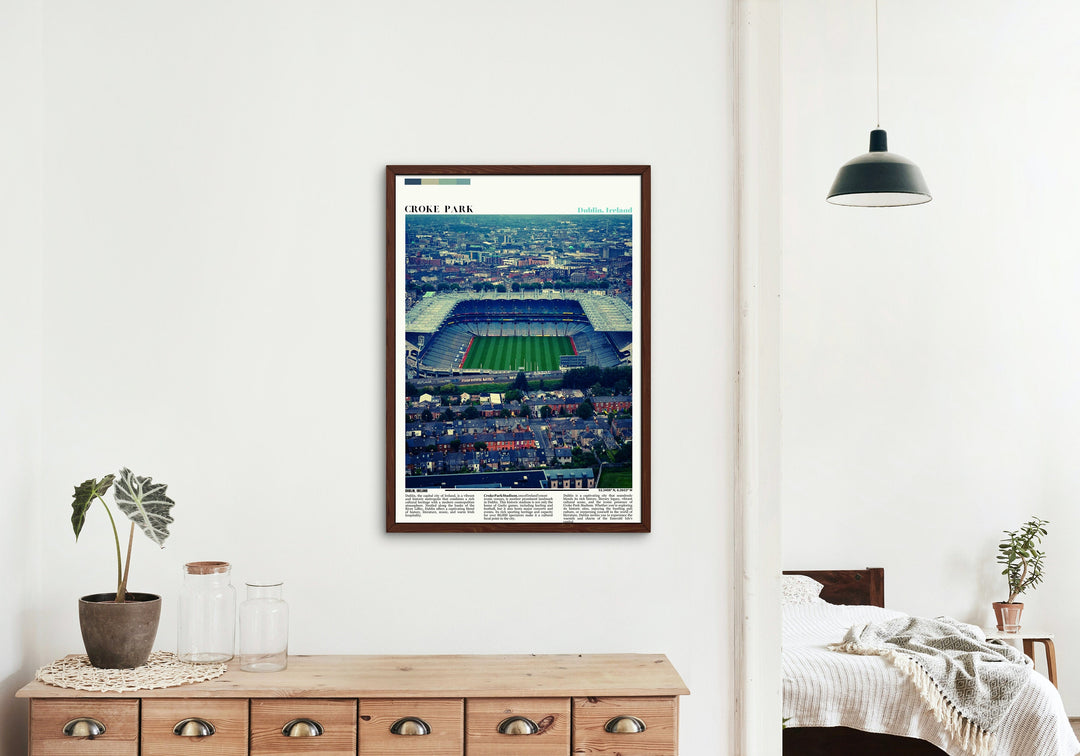 Dublin Travel Print encapsulating Dublin&#39;s essence, with a focus on Croke Park Stadium