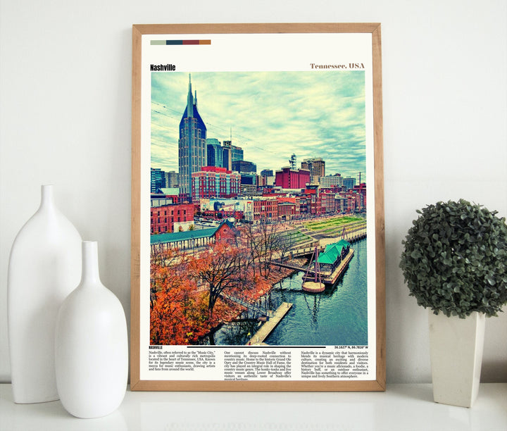 Nashville, TN Art Print - Music City USA Wall Decor. Commemorate your love for Nashville with this poster