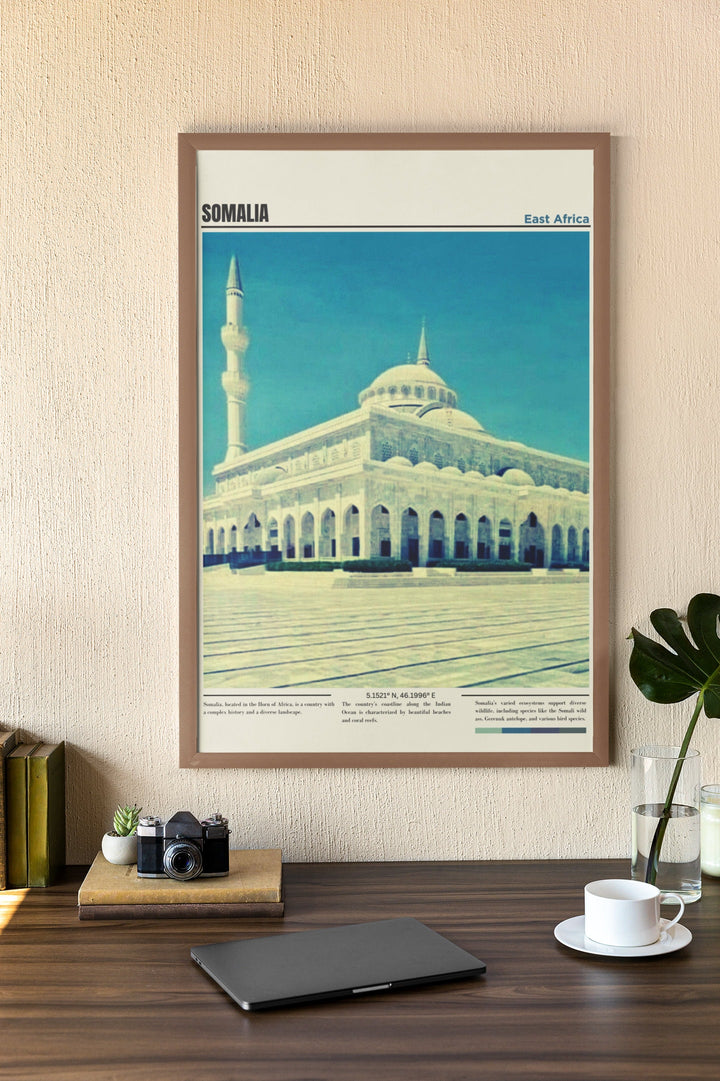 a picture of a mosque on a wall