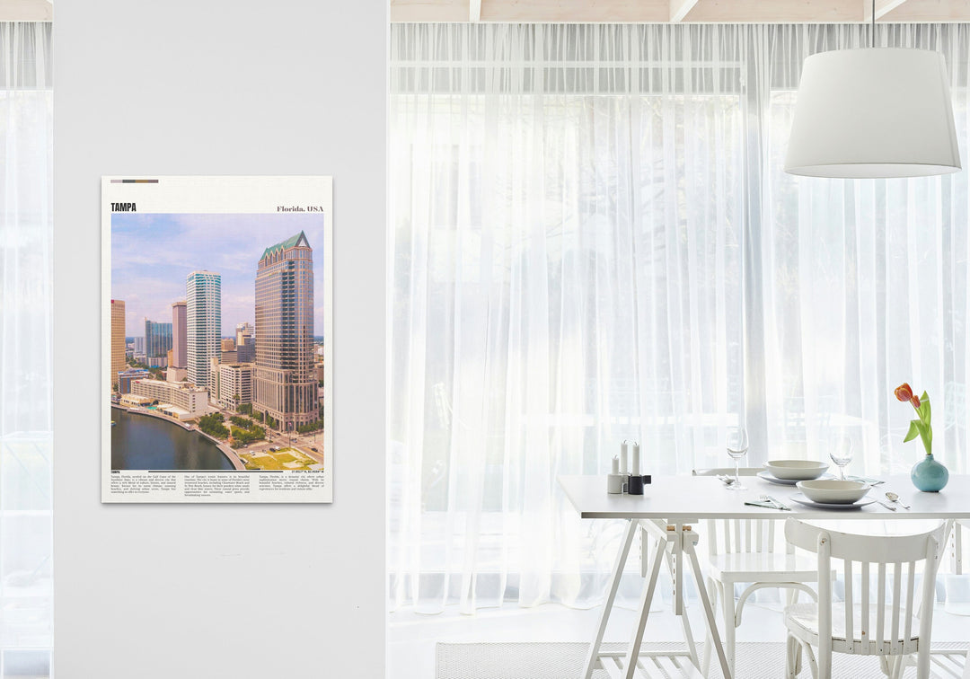 Experience the vibrant spirit of Tampa, Florida, with this captivating Housewarming Gift choice, a beautifully crafted Tampa Travel Wall Art Print that elevates your home decor