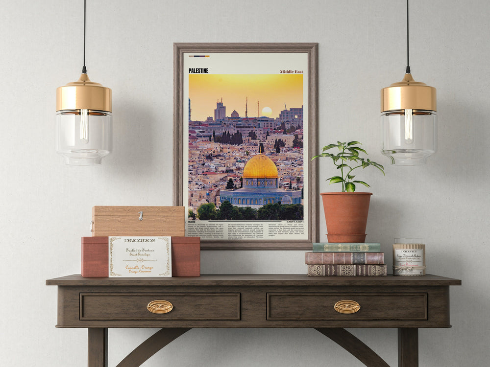Transform your space with the beauty of Palestine through this exquisite Palestine Print, featuring the Wailing Wall and Dome of the Rock - a stunning piece of Palestine art, perfect for décor and gifting