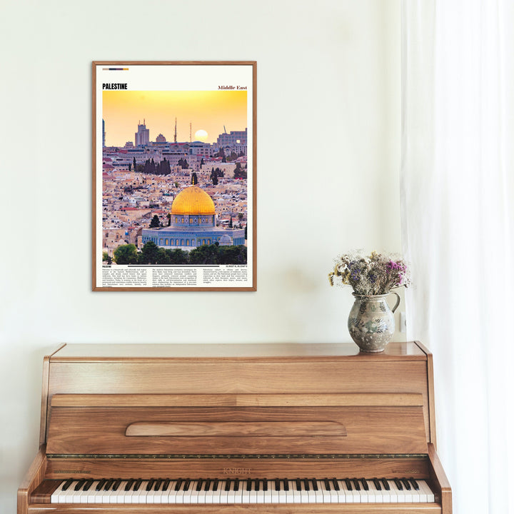 Celebrate Palestine&#39;s heritage with a captivating Palestine Poster, featuring the iconic Wailing Wall and Dome of the Rock - an artful addition to your décor and a thoughtful housewarming gift