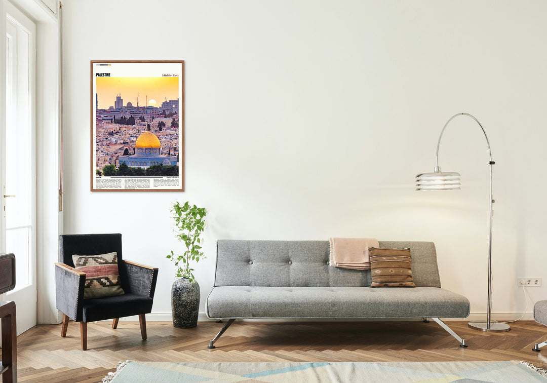 Elevate your space with a mesmerizing Palestine Print, highlighting the Wailing Wall and Dome of the Rock - a beautiful piece of Palestine art, suitable for enhancing your home décor or as a thoughtful housewarming gift