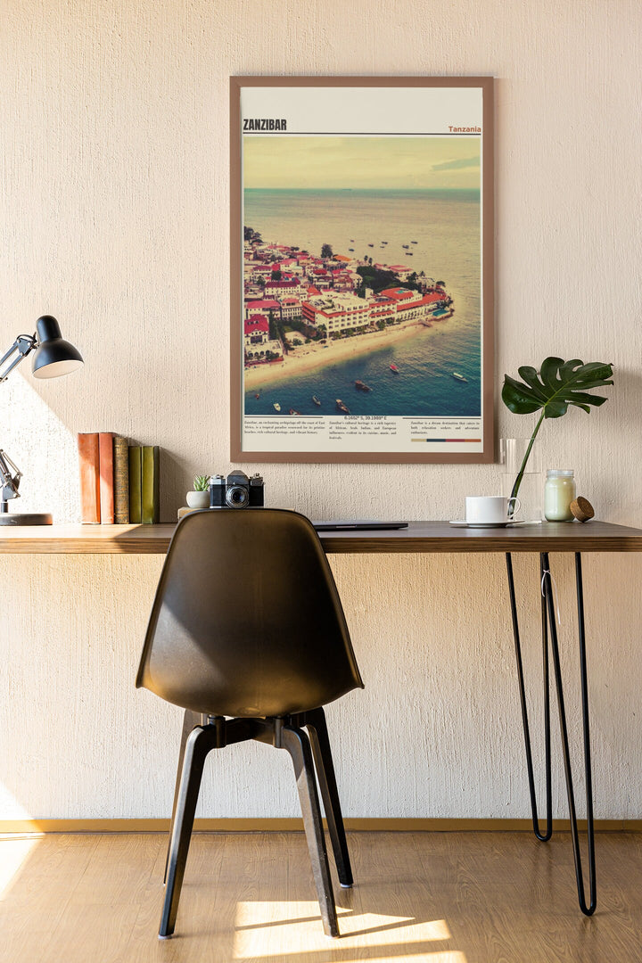 Discover the beauty of Zanzibar with this captivating Travel Poster. Zanzibar Print, Art, and Poster – Ideal for adding a touch of Tanzania to your space!