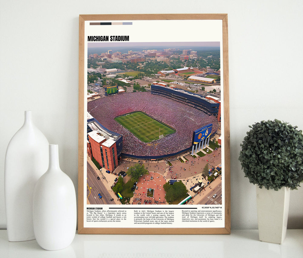 A stunning Michigan Stadium print capturing the Wolverines; spirit - perfect for any fan or alumni as a housewarming gift