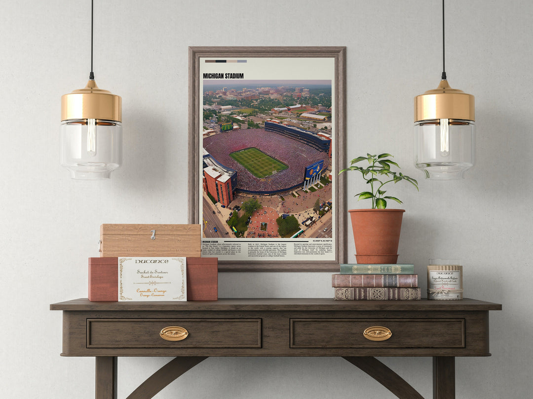 Michigan Wolverines poster showcasing the iconic Michigan Stadium - a must-have piece of Michigan art