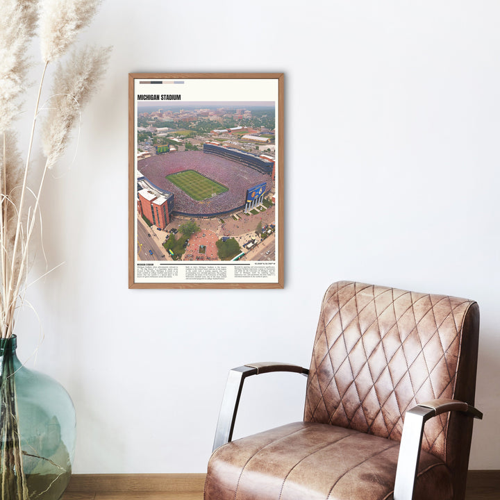 NCAA stadium poster featuring Michigan Stadium, a true gem for Wolverines fans and a unique housewarming gift