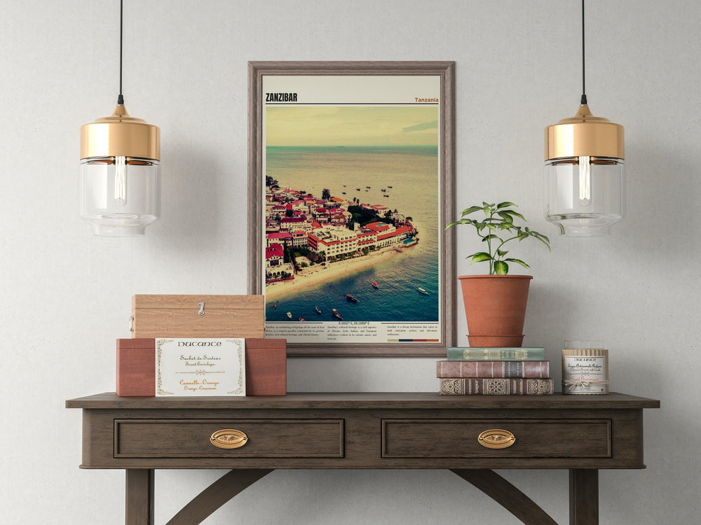 Discover the beauty of Zanzibar with this captivating Travel Poster. Zanzibar Print, Art, and Poster – Ideal for adding a touch of Tanzania to your space!