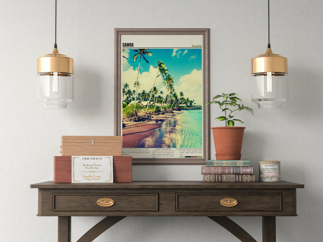 Elevate your decor with captivating Samoa prints, wall art, and travel posters. Celebrate the beauty and culture of Samoa, including American Samoa, through these artworks, infusing your space with the essence of these vibrant island destinations