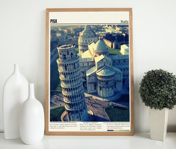 Elevate your decor with a Pisa travel print. Celebrate travel, culture, and Italys beauty with this art print, perfect for Pisa-themed decor, infusing your space with the charm of this iconic Italian city