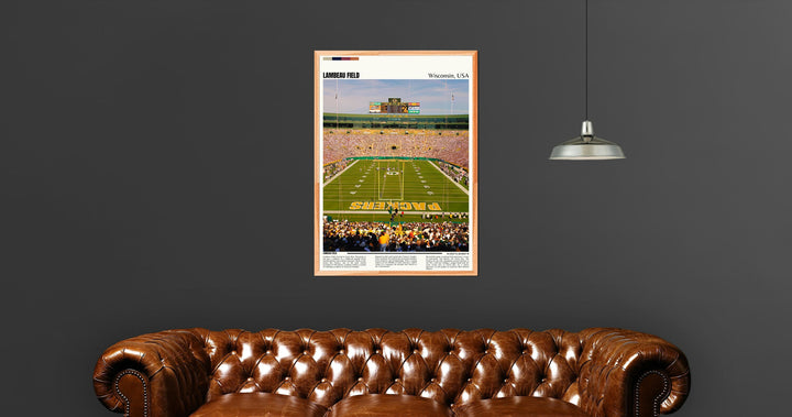 Digital Travel Art Print capturing the iconic Lambeau Field - The perfect addition to any Packers Fan&#39;s collection of NFL memorabilia